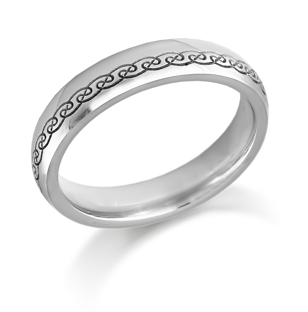 Product image for Irish Wedding Ring - Mens Gold Celtic Swirls Irish Wedding Band