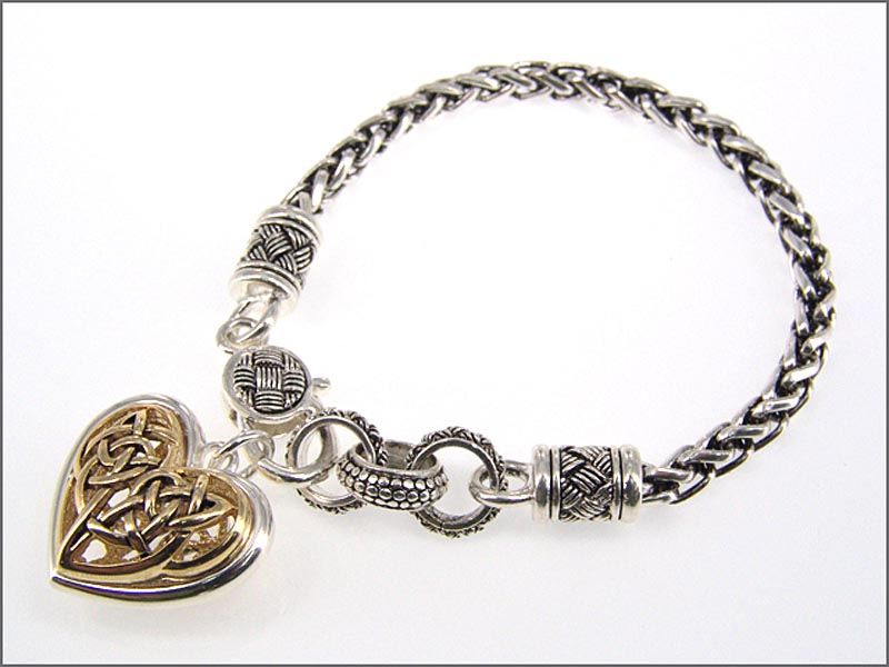 Product image for Celtic Bracelet - Two Tone Celtic Heart Bracelet