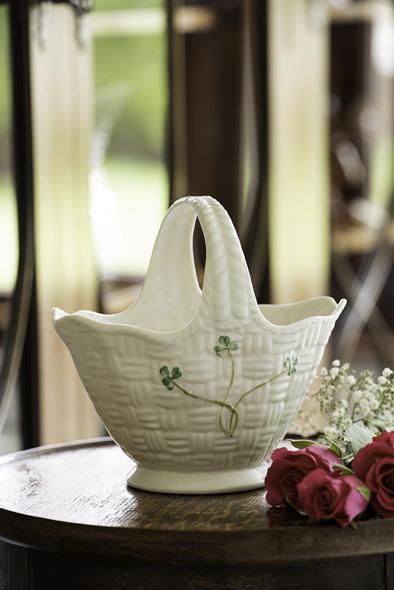Product image for Belleek Shamrock Handled Basket