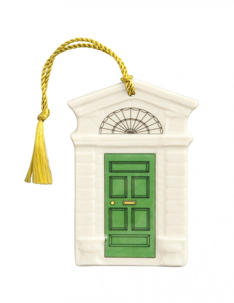 Irish Christmas Belleek Green Door Ornament at