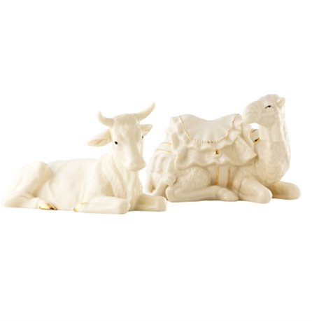 Product image for Irish Christmas - Belleek Classic Nativity Manger Set - Ox and Camel