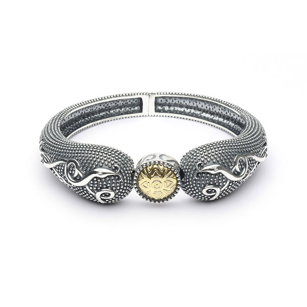 Product image for Celtic Bracelet - Antiqued Sterling Silver and 18k Gold Bead Celtic Irish Bracelet