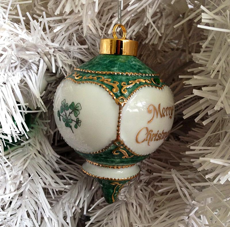 Product image for Irish Christmas Ornament - Merry Christmas with Shamrocks Ornament