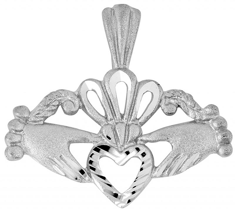 Product image for Claddagh Pendant - White Gold Fancy Claddagh
