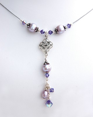 Product image for Celtic Necklace - Celtic Knot Pearl and Swarovski Necklace