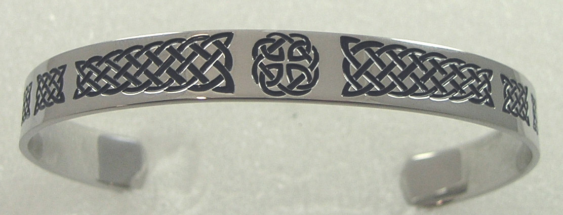 Product image for Celtic Bracelet - Stainless Steel Black Enamel Celtic Cuff Bracelet