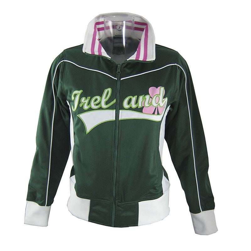 Irish Jacket Ladies Green and Pink Ireland Track Jacket at DGCL5034