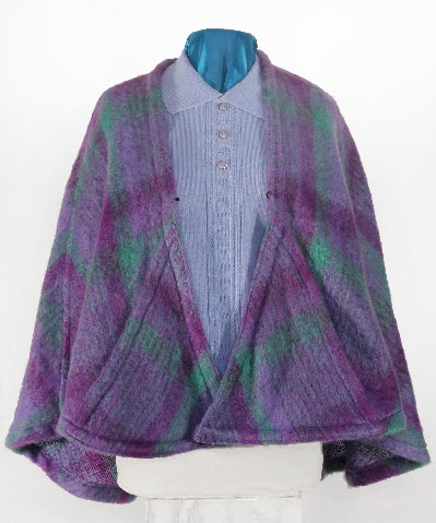 Product image for Celtic Ruana - Donegal Design 100% Mohair Ruana Cape with Pockets