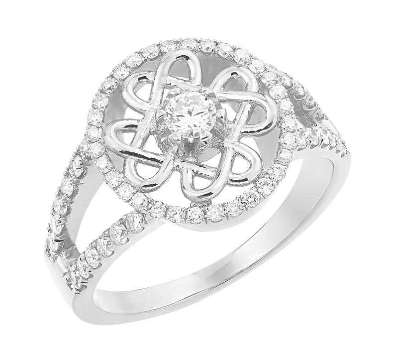 Product image for Celtic Wedding Ring - Ladies White Gold Diamond Celtic Knot Engagement Ring