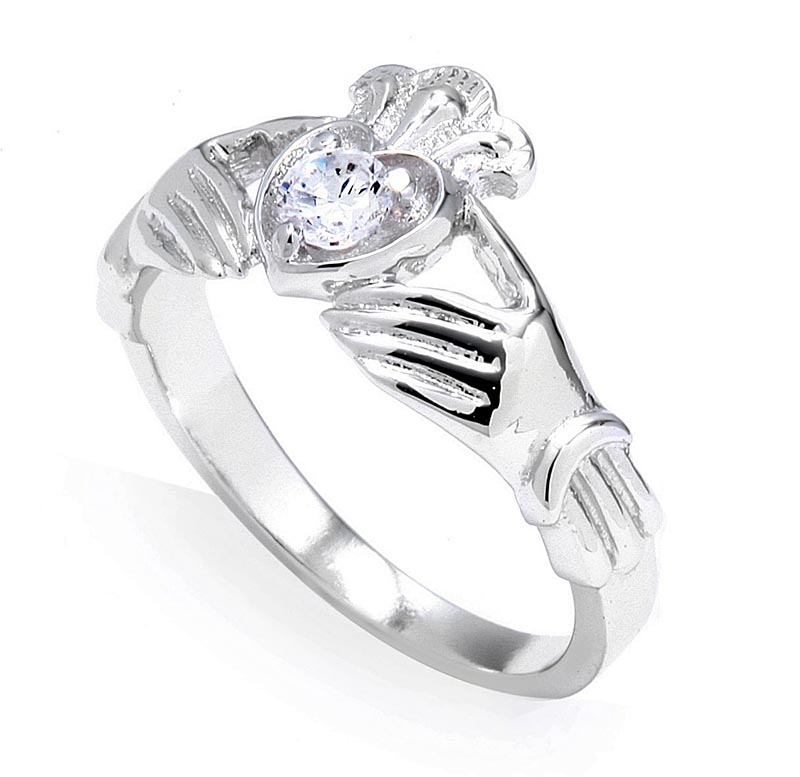 Product image for Claddagh Ring - White Gold 0.22 Carats Diamond Claddagh Engagement Ring