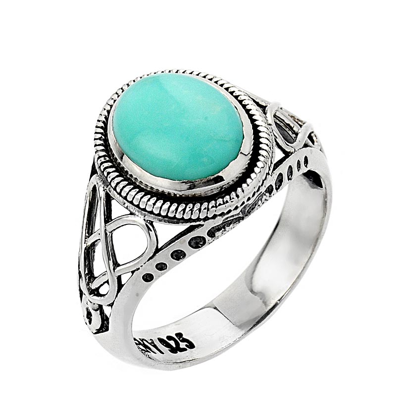 Product image for Celtic Ring - Sterling Silver Trinity Knot Turquoise Ring