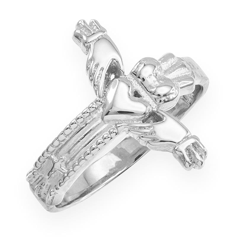 Product image for Claddagh Ring - White Gold Classic Claddagh Cross Ring