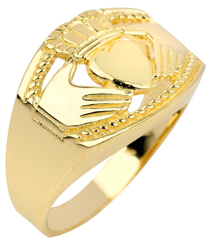 Claddagh Ring Men's Gold Claddagh Ring Bold at