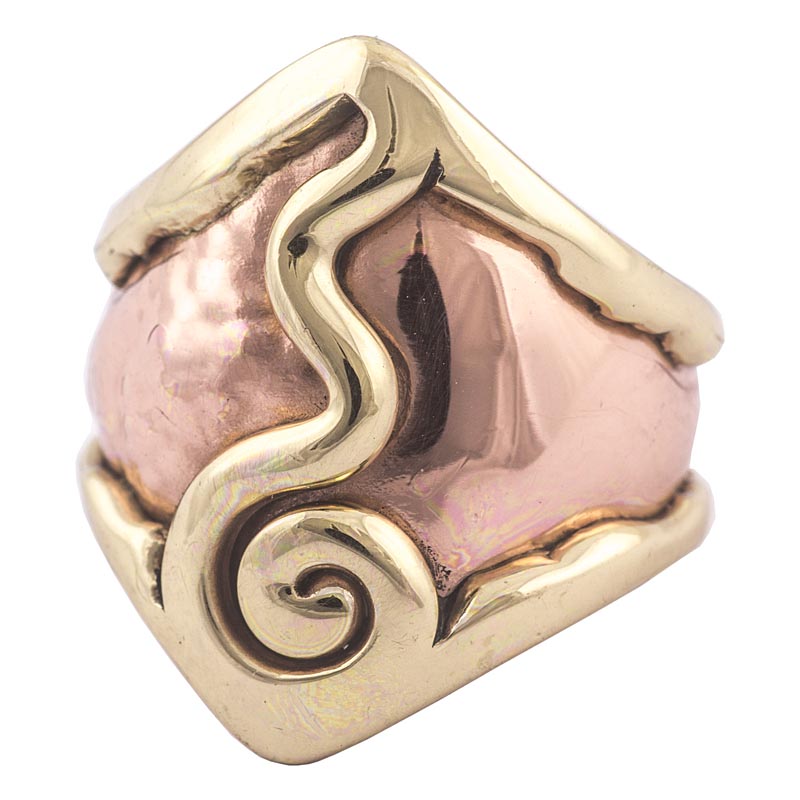 Product image for Grange Irish Jewelry - Hammered Copper Two Tone Spiral Ring