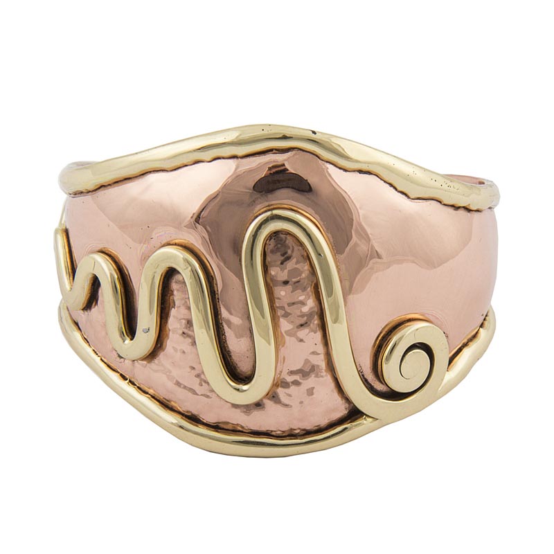 Product image for Grange Irish Jewelry - Hammered Copper Two Tone Celtic Spiral Wide Bangle