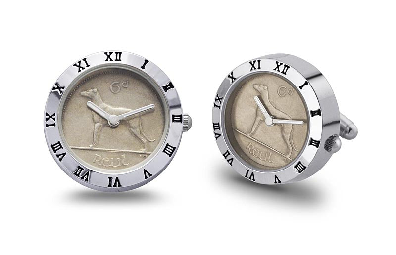 Irish Penny Watch Irish Sixpenny Mens Cufflinks Watch at