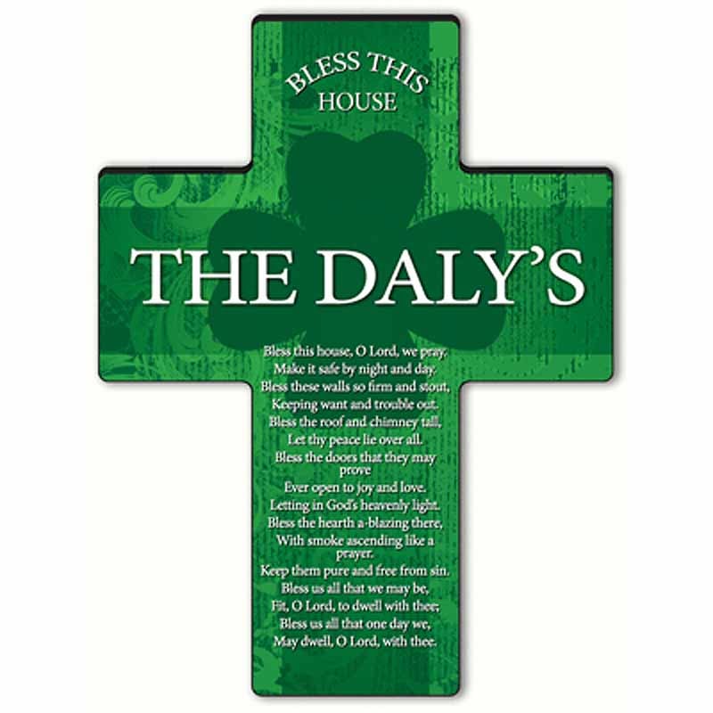 Product image for Personalized Irish Blessing Shamrock Cross - Bless This House