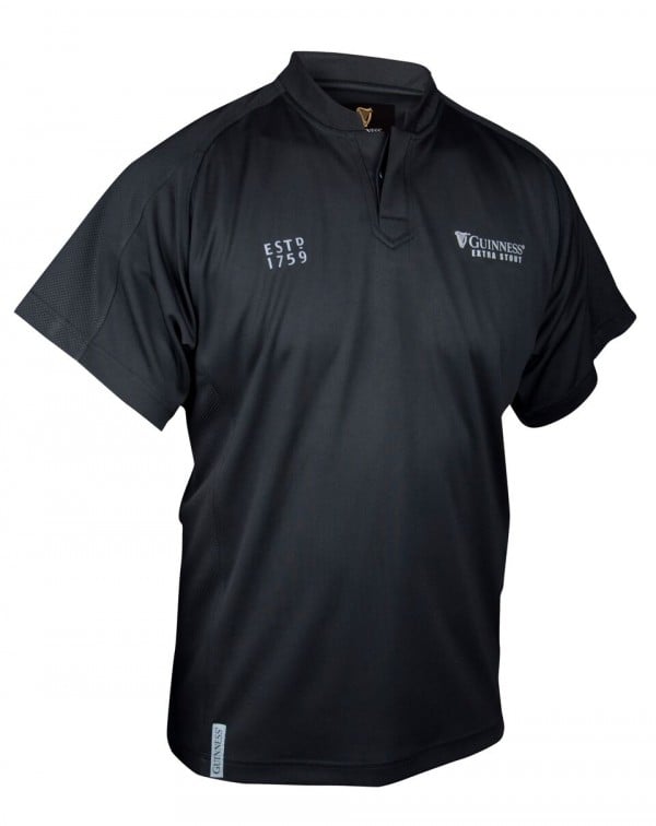 Product image for Guinness Black Embossed Print Rugby Shirt