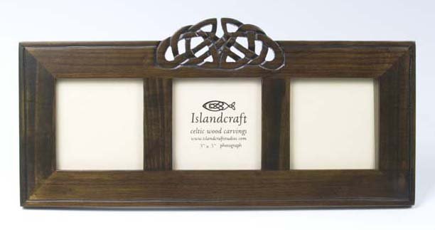 Product image for Celtic Carved Wood Triple 3 x 3 Picture Frame