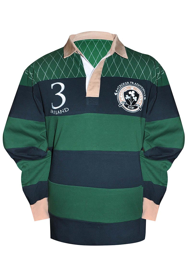 Croker Green & Navy Traditional Rugby Shirt at JATRIR1008