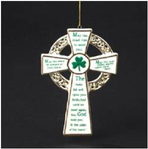 Product image for Irish Christmas - Irish Blessing Shamrock Cross Ornament