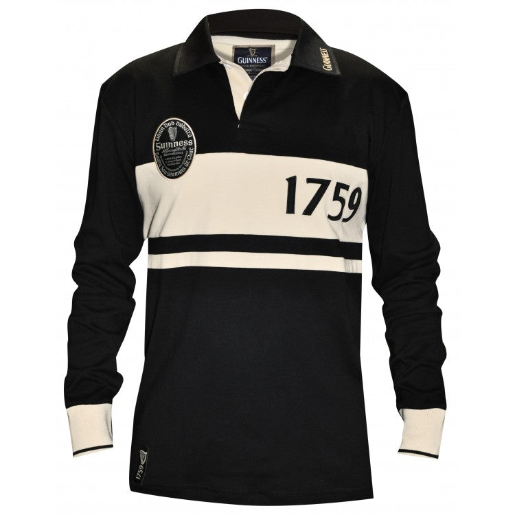 Guinness Shirt Black and Cream Classic Guinness Rugby Shirt at