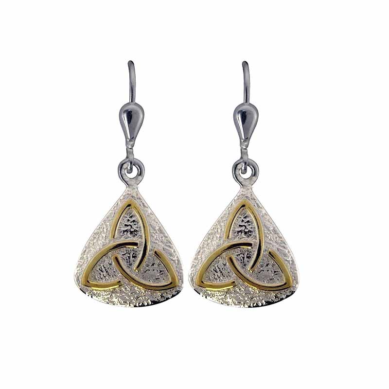 Product image for Irish Earrings - Sterling Silver with Gold Plated Trinity Knot Earrings