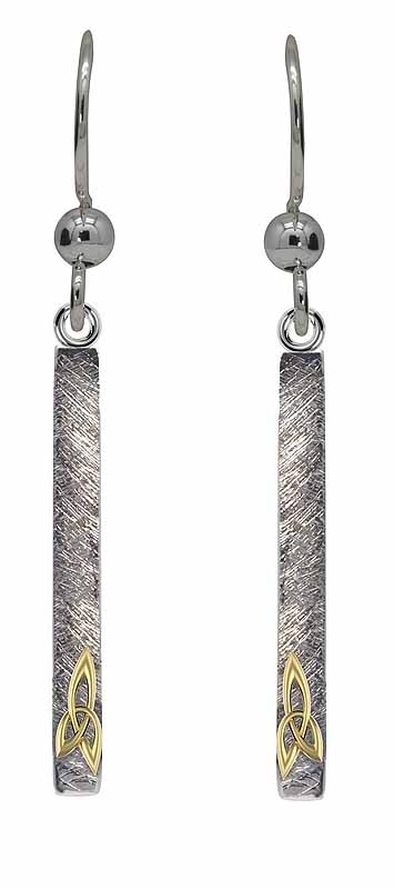 Product image for Celtic Earrings - Sterling Silver Trinity Knot Bar Earrings