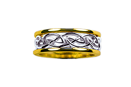 Product image for Celtic Ring - Men's Yellow Gold Trim with White Gold Eternity Knot Ring