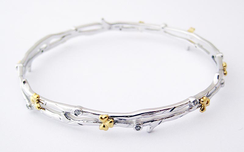 Product image for Jean Butler Jewelry Irish Bangle - Sterling Silver Shamrock Buds Irish Bracelet