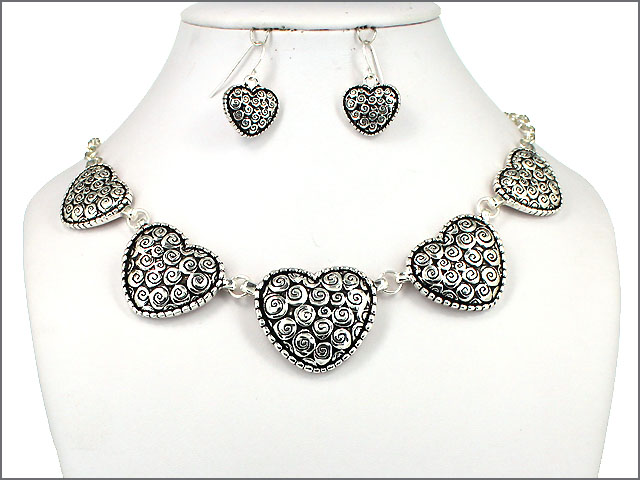 Product image for Celtic Jewelry Set - Celtic Spiral Heart Necklace and Earring Set