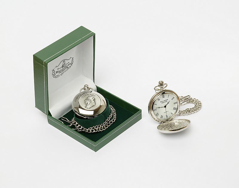 Irish Watch Mens Shamrock Pocket Watch Pewter at