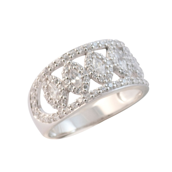 Product image for Irish Rings - Sterling Silver White Crystal Wide Stone Set Ring