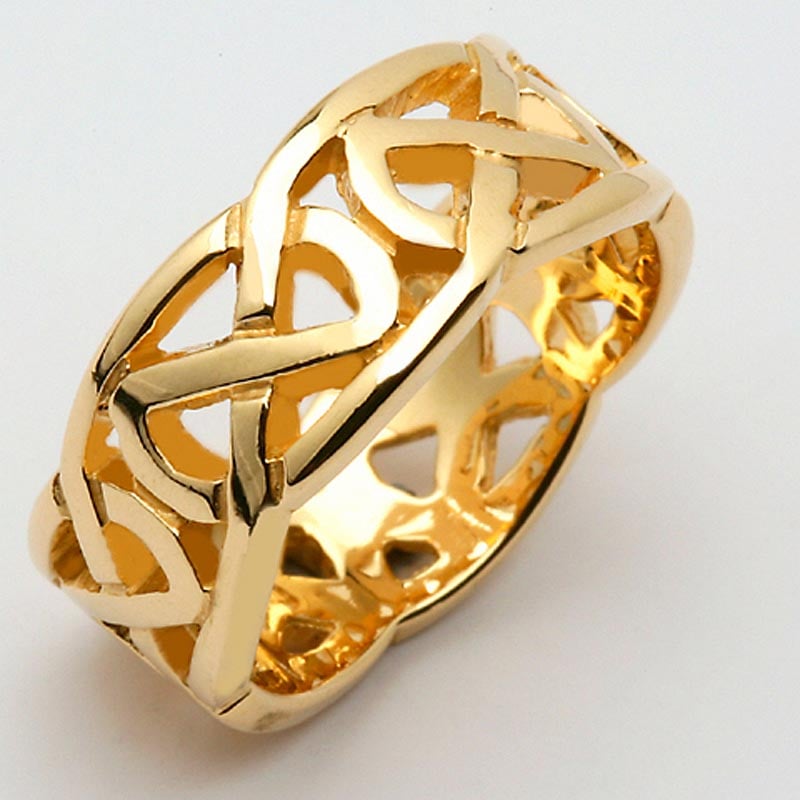 Product image for Irish Wedding Ring - Celtic Knot Wide Pierced Sheelin Mens Wedding Band