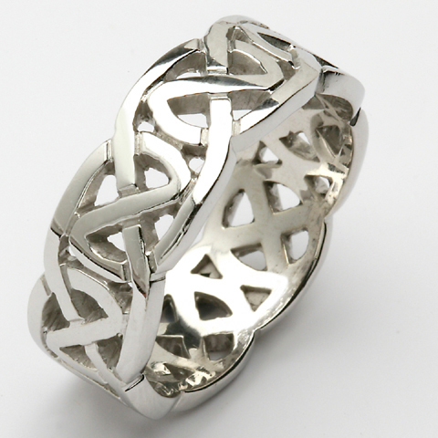 Product image for Irish Wedding Ring - Celtic Knot Wide Pierced Sheelin Ladies Wedding Band
