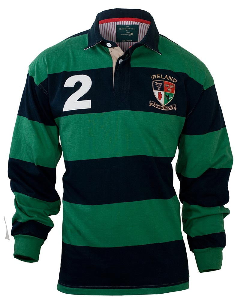 Lansdowne Green & Navy Heritage Rugby Shirt at JATRR3054