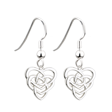 Product image for Sterling Silver Celtic Knot Heart Earrings