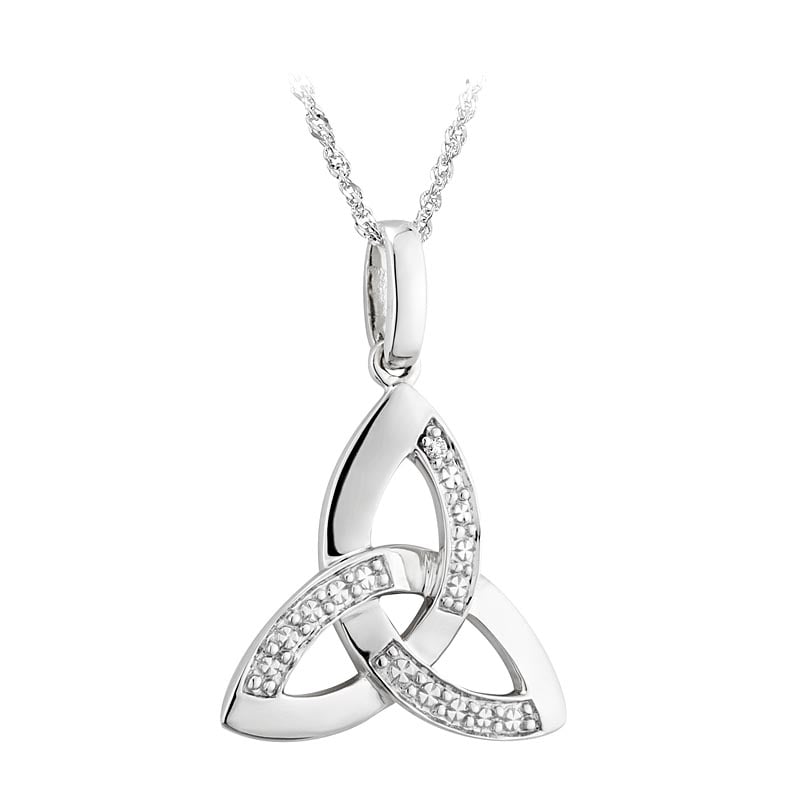 Product image for Celtic Necklace - 14k White Gold with Diamonds Trinity Knot Pendant