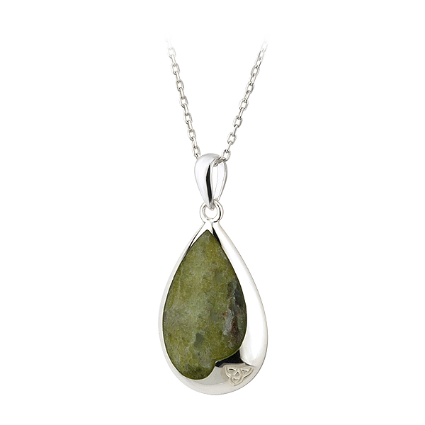 Product image for Irish Necklace - Sterling Silver Connemara Marble Tear Drop Pendant with Chain