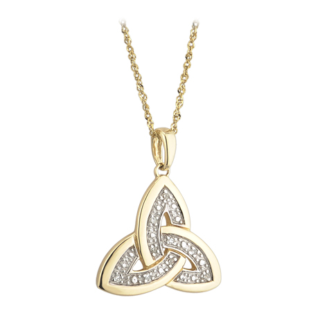 Product image for Trinity Knot Pendant - 14k Gold and Diamonds Trinity Knot Pendant with Chain