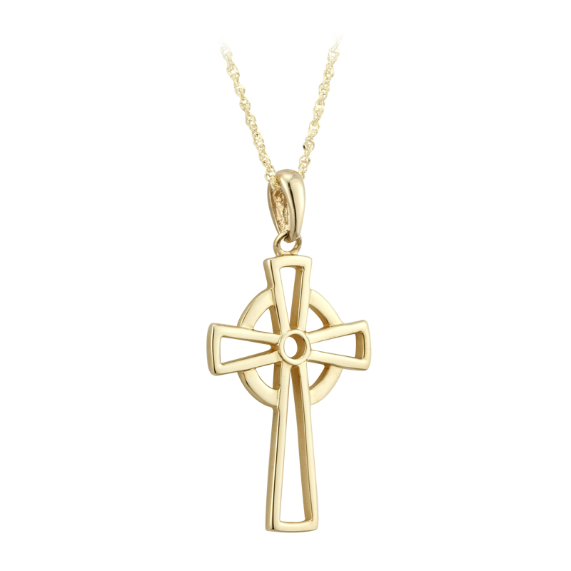 Product image for Celtic Pendant - 14k Yellow Gold Open Celtic Cross Necklace