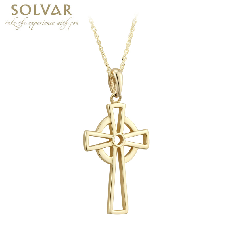 Product image for Celtic Pendant - 10k Yellow Gold Open Celtic Cross Necklace