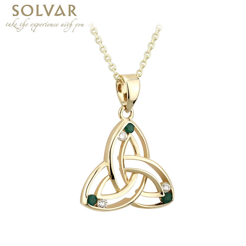 Product image for Celtic Necklace - 10k Emerald and CZ Trinity Pendant