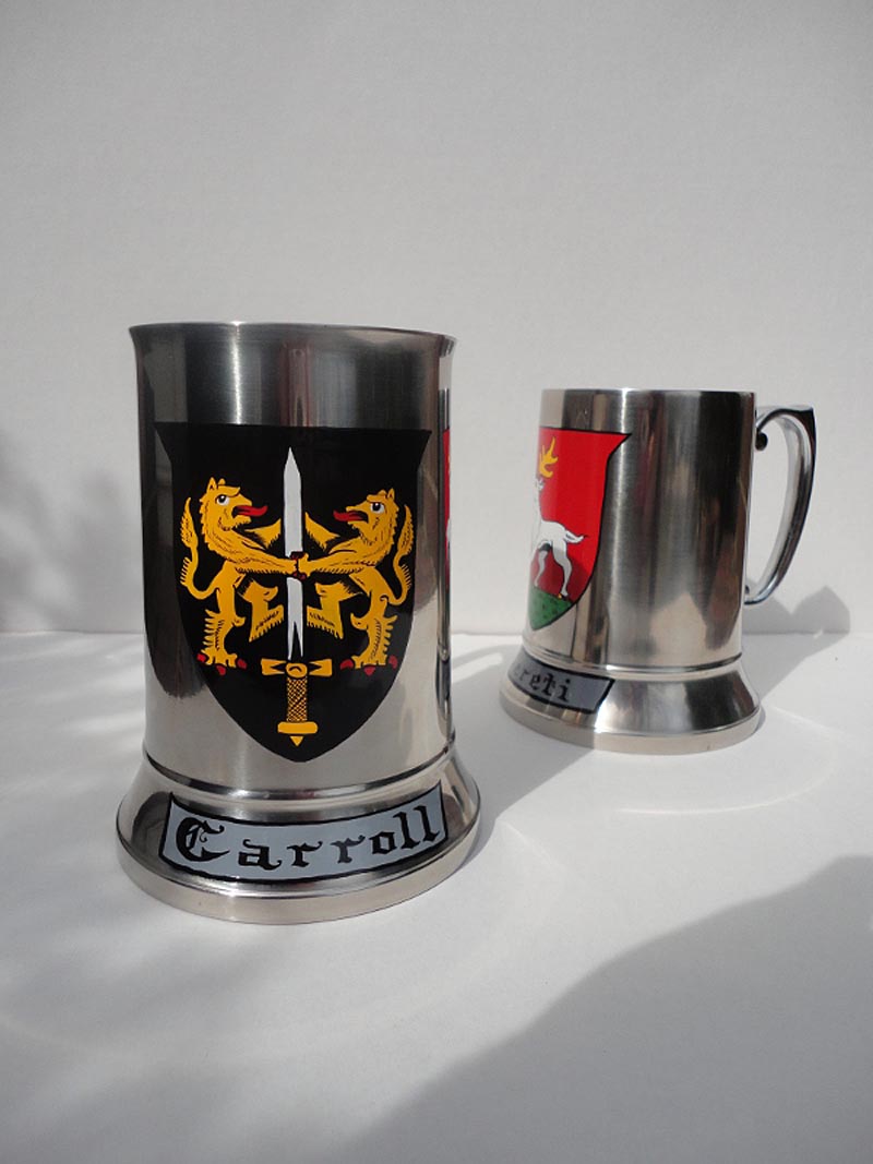 Product image for Personalized Irish Coat of Arms Stainless Steel Stein