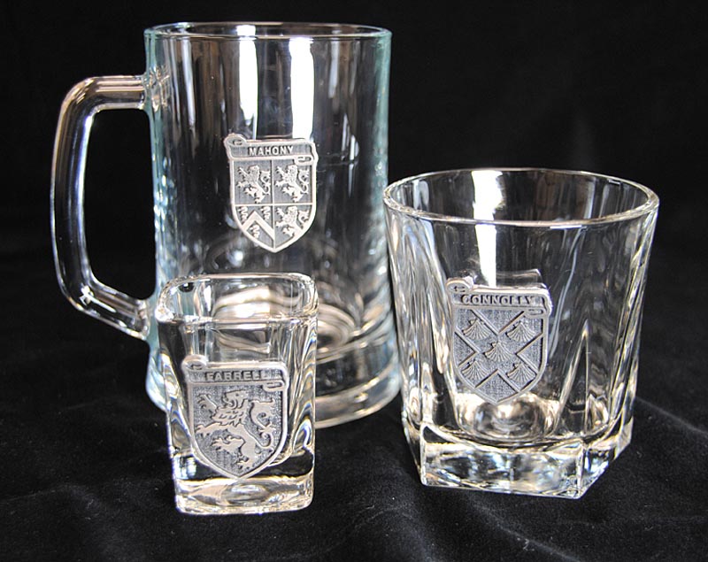Product image for Personalized Pewter Irish Coat of Arms Rocks Glass - Set of 4