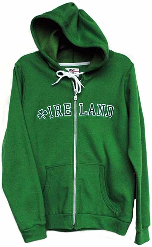 Product image for Irish Sweatshirt - Ladies Kelly Green Ireland Embroidered Zip Hooded Sweatshirt
