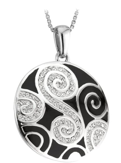 Product image for Celtic Pendant -  Rhodium Plated Enamel Celtic Swirl with Crystals Irish Necklace