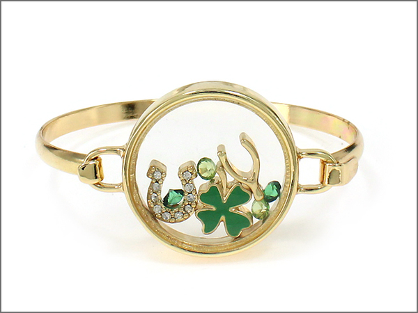 Product image for Irish Bracelet - Goldtone Lucky Charm Chamber Bracelet