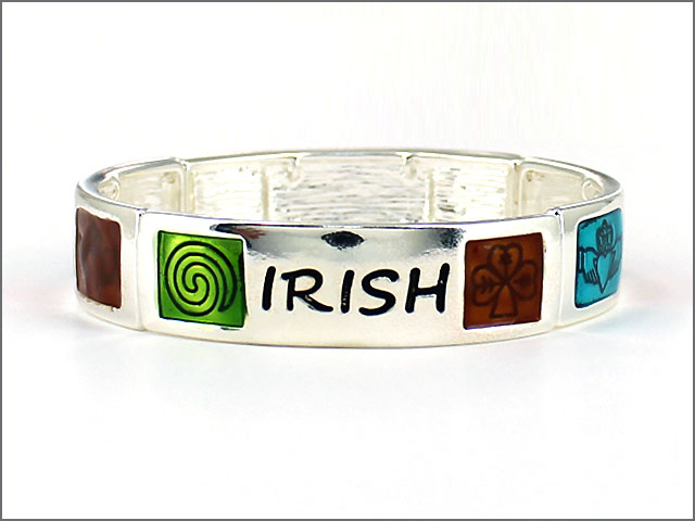 Product image for Irish Bracelet - Irish Symbols and Words Enamel Stretch Bracelet