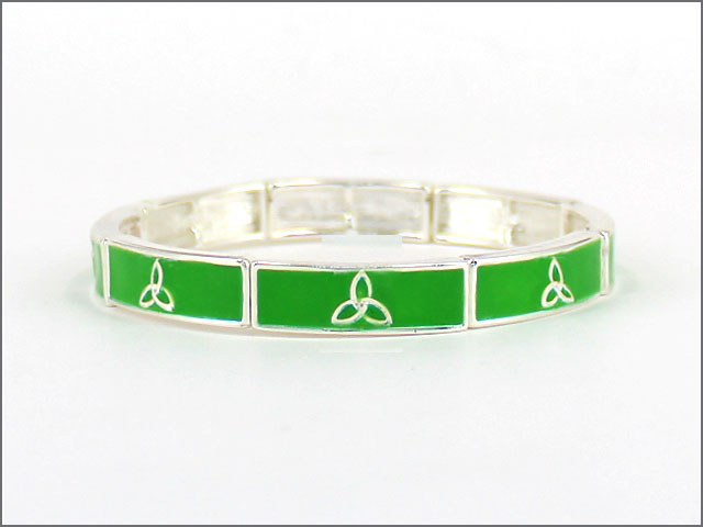 Product image for Trinity Knot Jewelry - Green Enamel Trinity Knot Stretch Bracelet